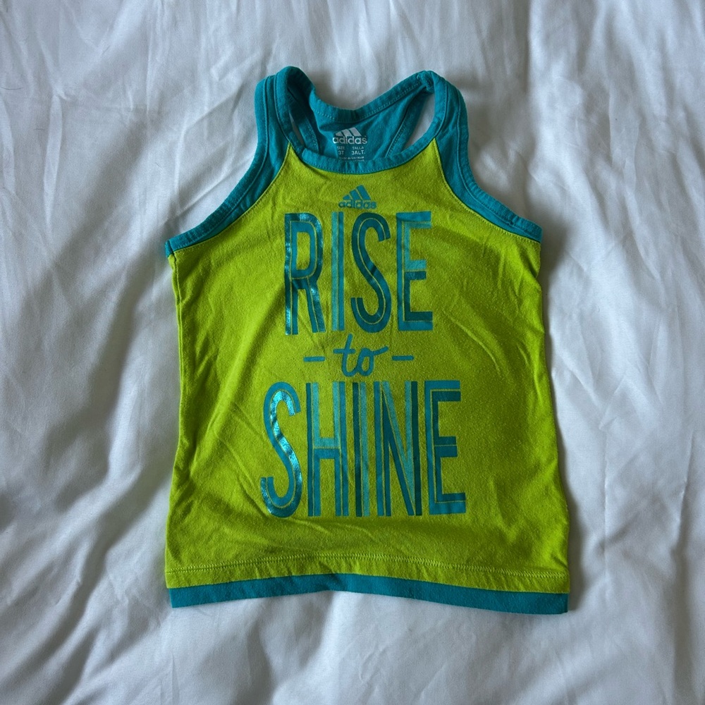 Adidas Girls “Rise to Shine” Racerback Tank Top | Green & Teal | Size 3T